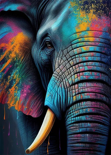 Vibrant Abstract Elephant Canvas Wall Art - InspiredGrabs.com